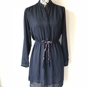 Navy blue long sleeve knee length dress